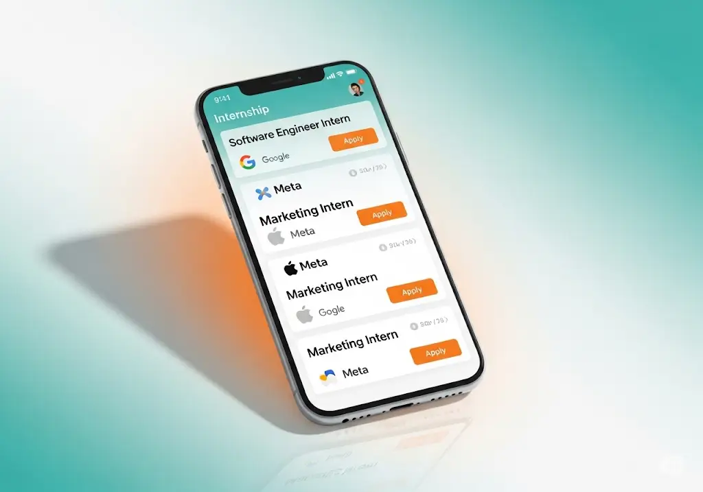 Dilwado mobile app mockup showing internship listings
